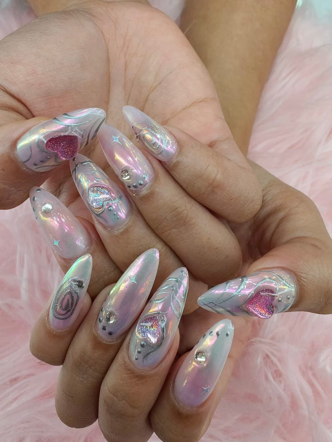 Freshly manicured nails with gel polish at Diamond Nails Studio, Bang Khae